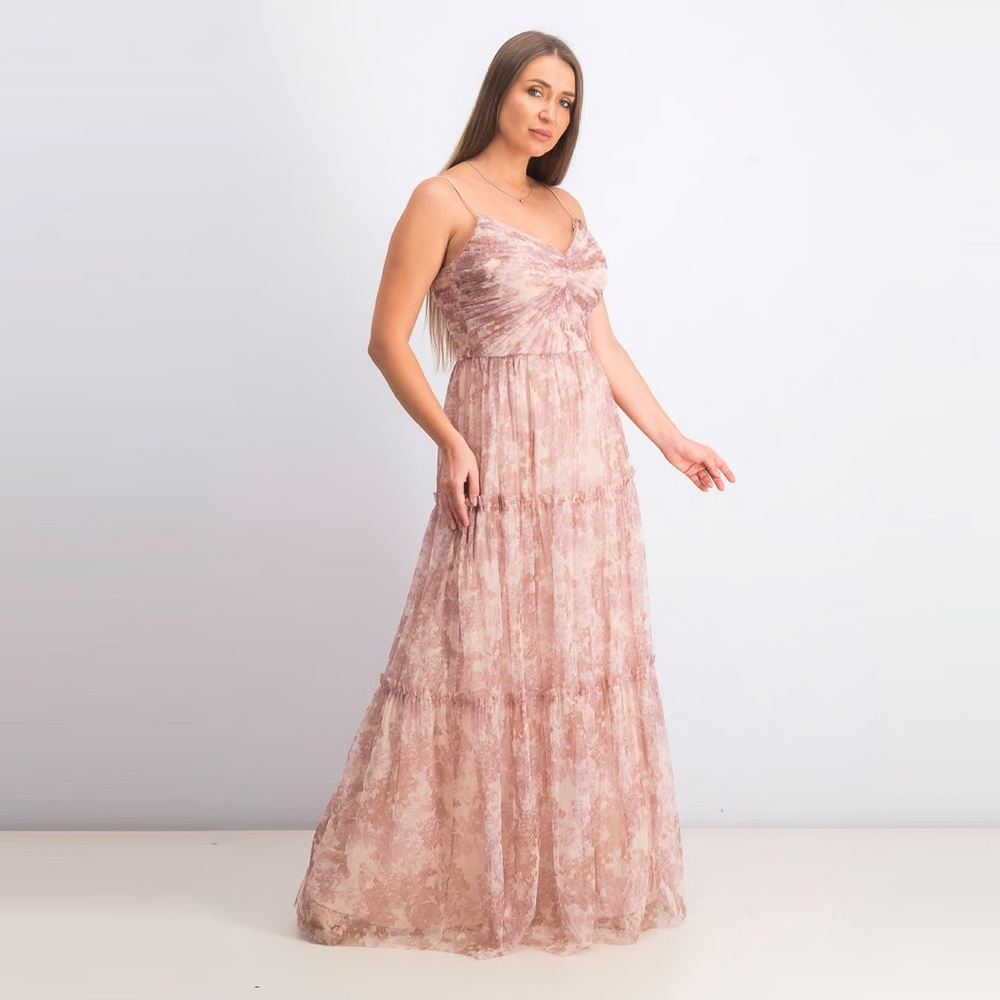Adrianna Papell Pink Formal Wedding-Guest Full-length Dress